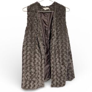C.O.C Rosette Faux Fur Brown Vest Women’s Size 1XL